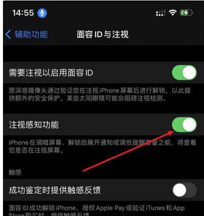 金华苹果14维修网点分享iPhone14注视感知功能有什么用 